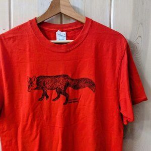 Red Fox T-Shirt Graphic Screenprint Unisex Size Medium M